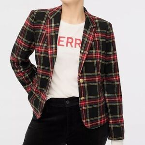 J. Crew FACTORY Stewart tartan wool-blend schoolboy blazer.
